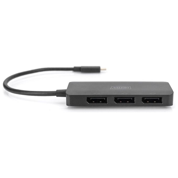 Digitus DS-45334 Hub video MST a 3 porte USB-C 3 DisplayPort 4K 60Hz HDR colore Nero