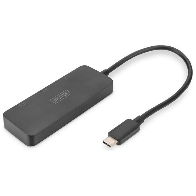 Digitus DS-45334 Hub video MST a 3 porte USB-C 3 DisplayPort 4K 60Hz HDR colore Nero