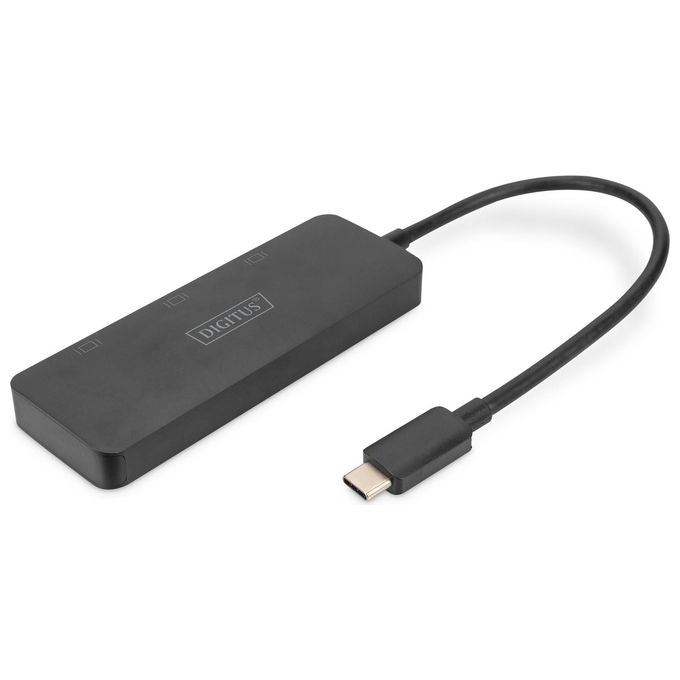 Digitus DS-45333 Adattatore Grafico USB-C a 3 Porte HDMI 4K60Hz MST Supporto 3 Display Nero