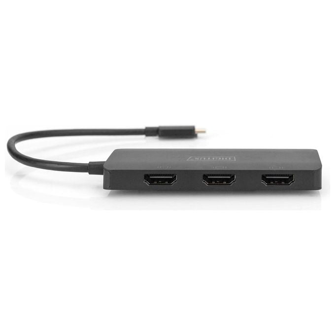 Digitus DS-45333 Adattatore Grafico USB-C a 3 Porte HDMI 4K60Hz MST Supporto 3 Display Nero