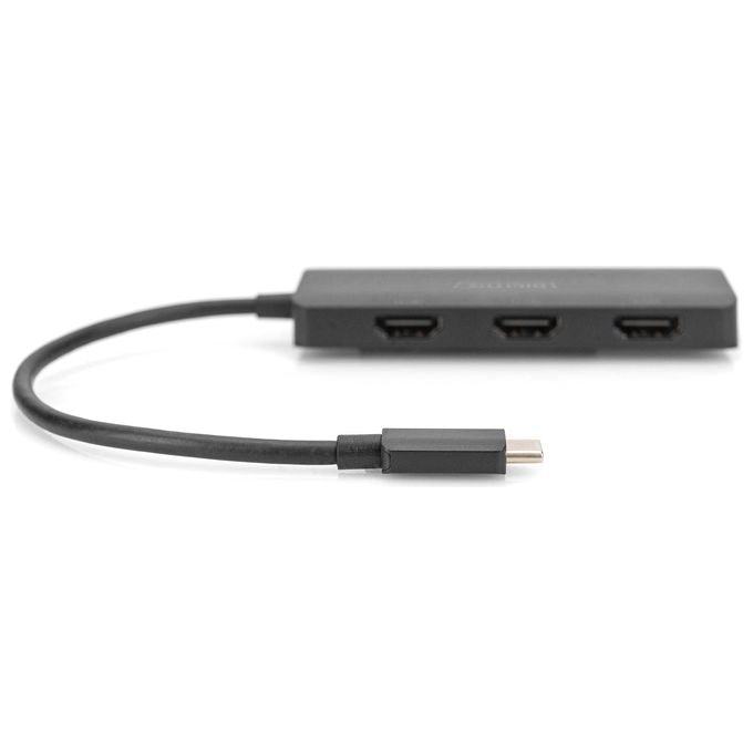Digitus DS-45333 Adattatore Grafico USB-C a 3 Porte HDMI 4K60Hz MST Supporto 3 Display Nero