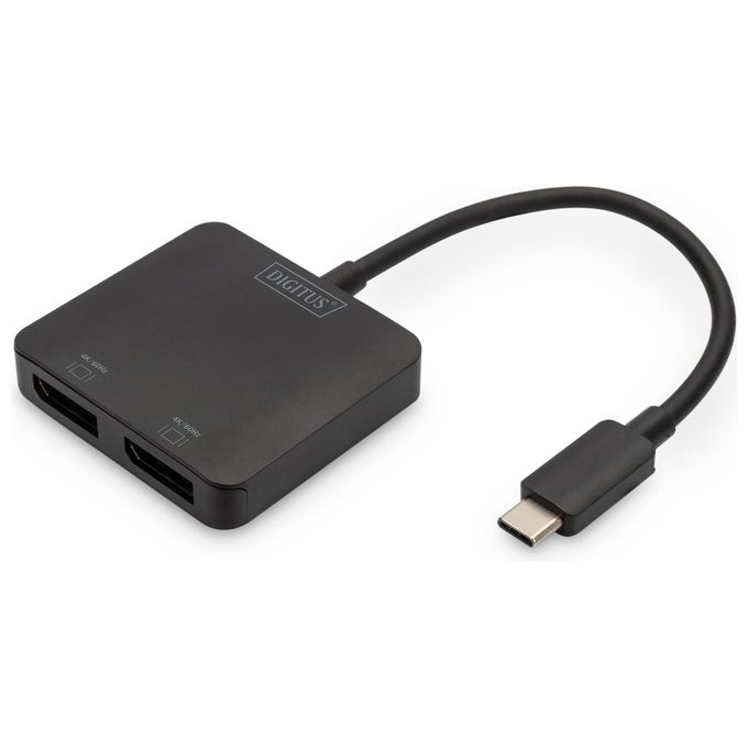 Digitus DS-45339 Hub Video MST 2 Porte USB-C 2x DisplayPort 4K 60Hz HDR Plug and Play colore Nero