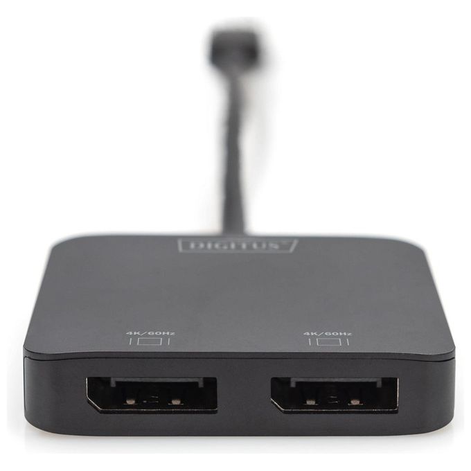 Digitus DS-45339 Hub Video MST 2 Porte USB-C 2x DisplayPort 4K 60Hz HDR Plug and Play colore Nero