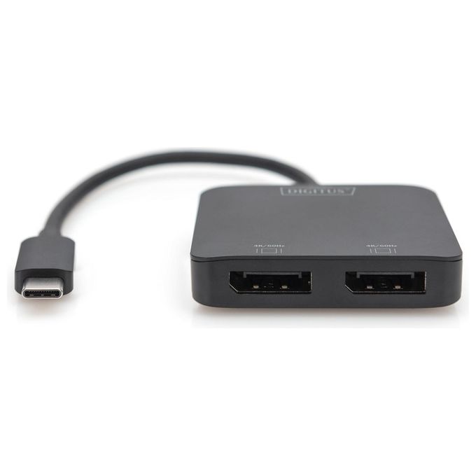 Digitus DS-45339 Hub Video MST 2 Porte USB-C 2x DisplayPort 4K 60Hz HDR Plug and Play colore Nero