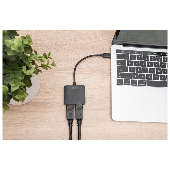 Digitus DS-45339 Hub Video MST 2 Porte USB-C 2x DisplayPort 4K 60Hz HDR Plug and Play colore Nero