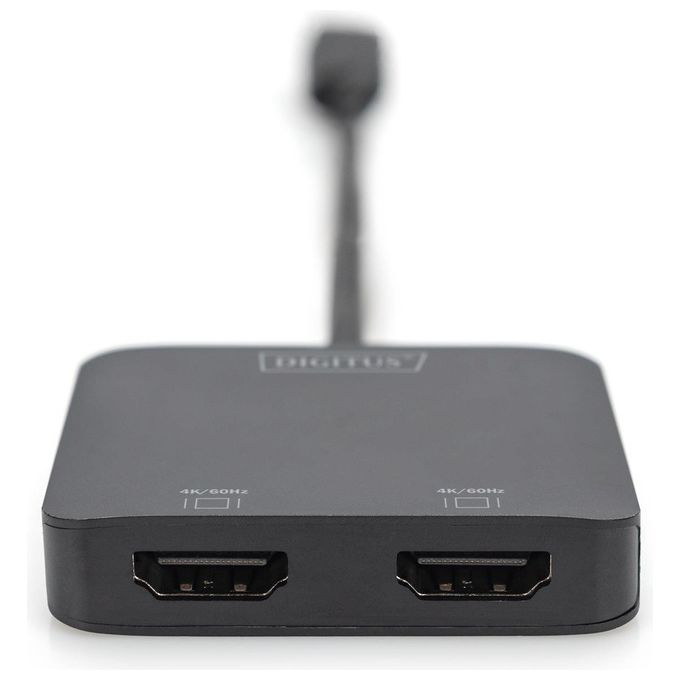 Digitus DS-45338 Hub Video MST USB-C 2 Porte 2x HDMI 4K 60Hz DisplayPort 1.4 MST SST Plug and Play colore Nero