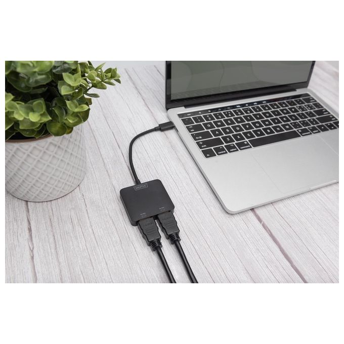 Digitus DS-45338 Hub Video MST USB-C 2 Porte 2x HDMI 4K 60Hz DisplayPort 1.4 MST SST Plug and Play colore Nero