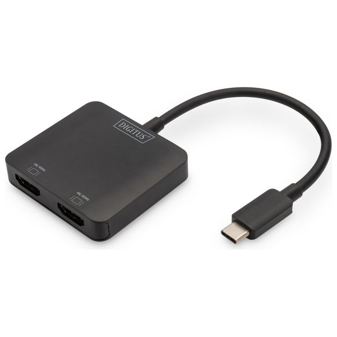 Digitus DS-45338 Hub Video MST USB-C 2 Porte 2x HDMI 4K 60Hz DisplayPort 1.4 MST SST Plug and Play colore Nero