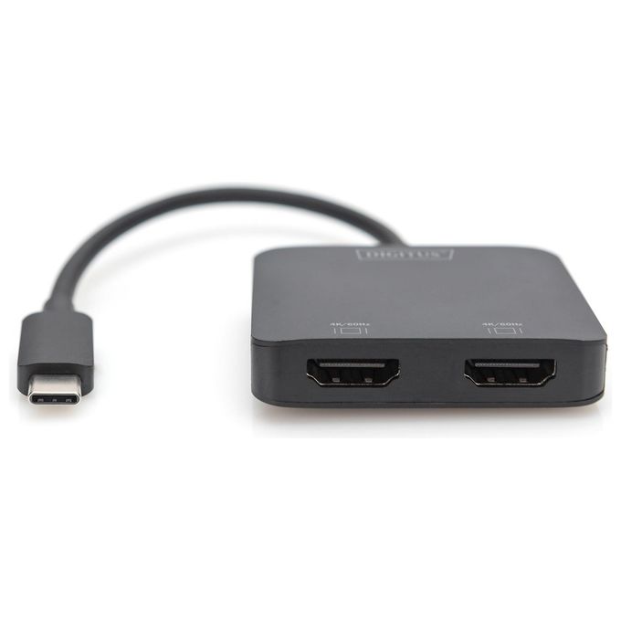 Digitus DS-45338 Hub Video MST USB-C 2 Porte 2x HDMI 4K 60Hz DisplayPort 1.4 MST SST Plug and Play colore Nero