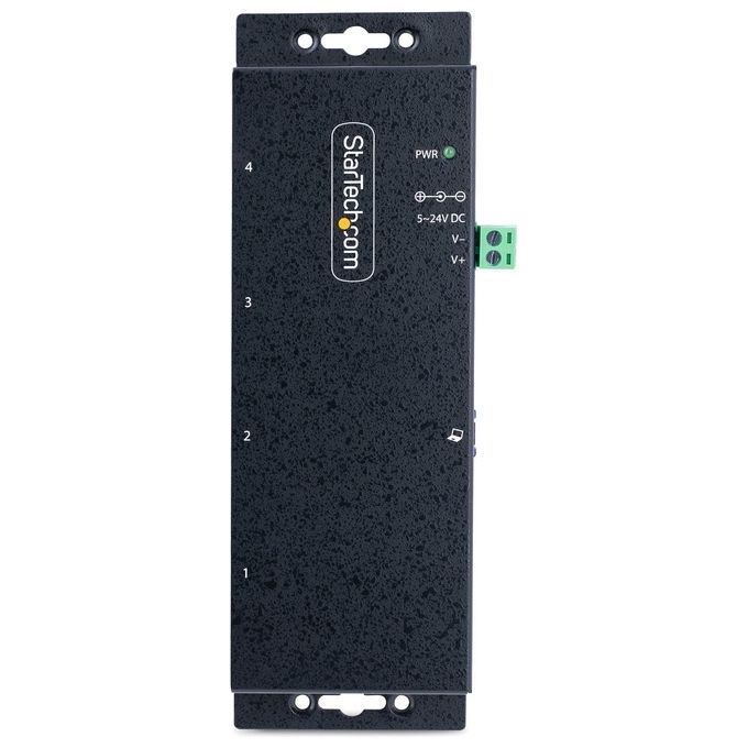 StarTech.com 5G4AINDNP-USB-A-HUB Hub USB 3.0 Industriale a 4 Porte con Protezione ESD e Sovratensione Alimentato 5Gbps Installabile a Parete Scrivania Barra DIN Porte Bloccabili colore Nero