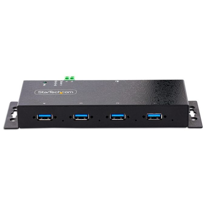 StarTech.com 5G4AINDNP-USB-A-HUB Hub USB 3.0 Industriale a 4 Porte con Protezione ESD e Sovratensione Alimentato 5Gbps Installabile a Parete Scrivania Barra DIN Porte Bloccabili colore Nero