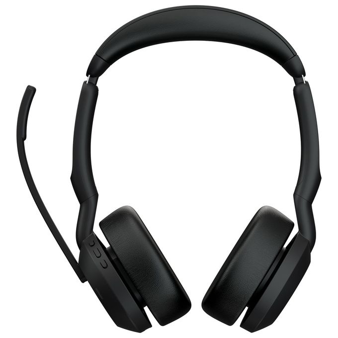 Jabra 25599-999-899 Evolve2 55 Auricolare Wireless Bluetooth con Cancellazione Attiva del Rumore Base di Ricarica incluso colore Nero