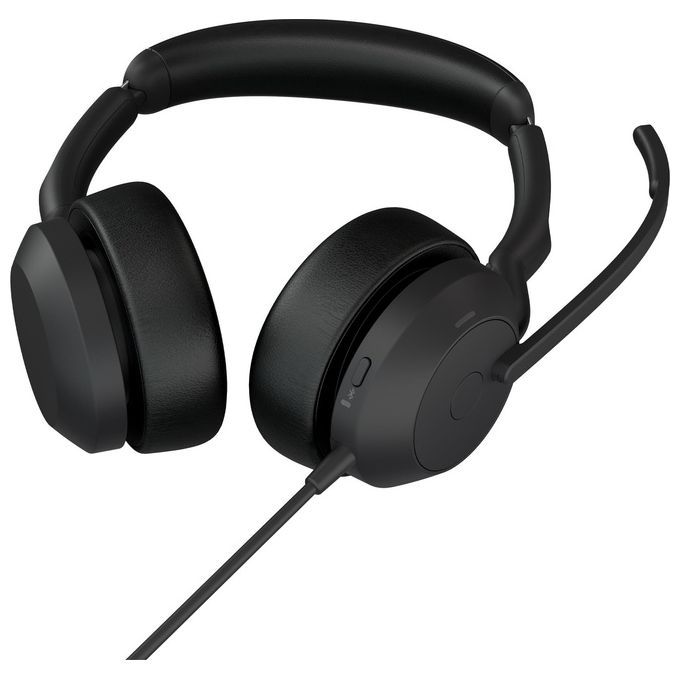 Jabra 25089-989-999 Evolve2 50 Auricolare Cablato Bluetooth con Cancellazione Attiva del Rumore e Microfoni con Riduzione del Rumore colore Nero