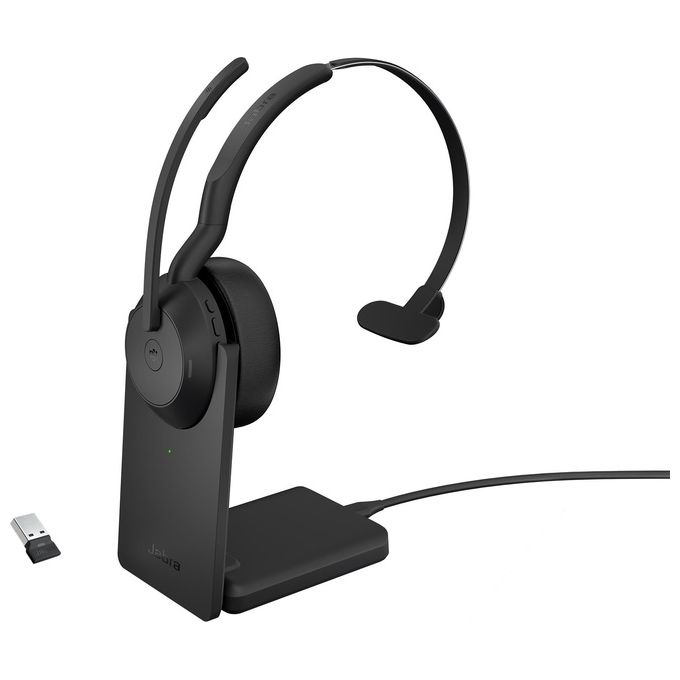 Jabra 25599-899-989 Evolve2 55 Auricolare Mono Wireless con Cancellazione Attiva del Rumore e Certificazione Microsoft Teams colore Nero