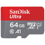 SanDisk SDSQUAB-064G-GN6IA Ultra microSD Scheda di Memoria MicroSDXC 64 GB UHS-I Classe 10 U1 A1 140 MB-s con Adattatore SD colore Grigio Rosso