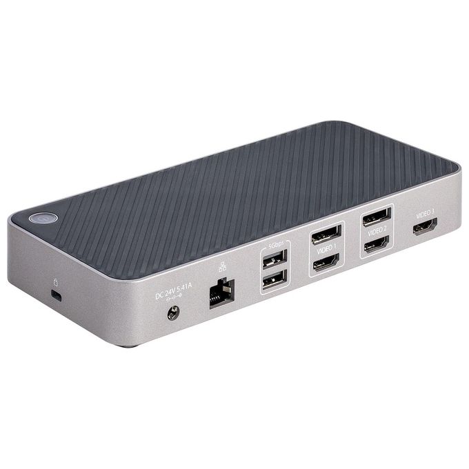 StarTech 116E-USBC-DOCK Docking Station USB-C Triplo HDMI DP 4K Hub USB 5 Porte GbE Power Delivery 100W colore Grigio