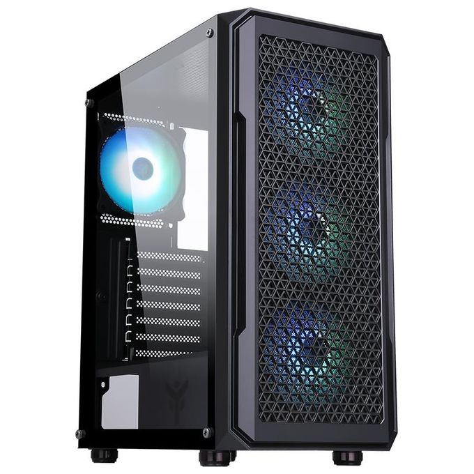 Itek ITGCAST33B Six Triangle PC Case Midi Tower 4 Ventole ARGB 120mm Vetro Temperato ATX colore Nero