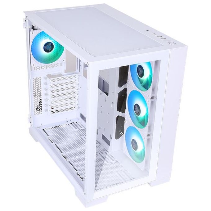 Itek ITGCADCAGW Dark Cave Case Gaming Tower ATX 4x120mm ARGB Fan Vetro Temperato USB 3.0 Type-C colore Bianco