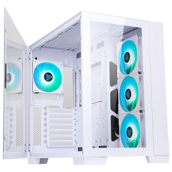 Itek ITGCADCAGW Dark Cave Case Gaming Tower ATX 4x120mm ARGB Fan Vetro Temperato USB 3.0 Type-C colore Bianco