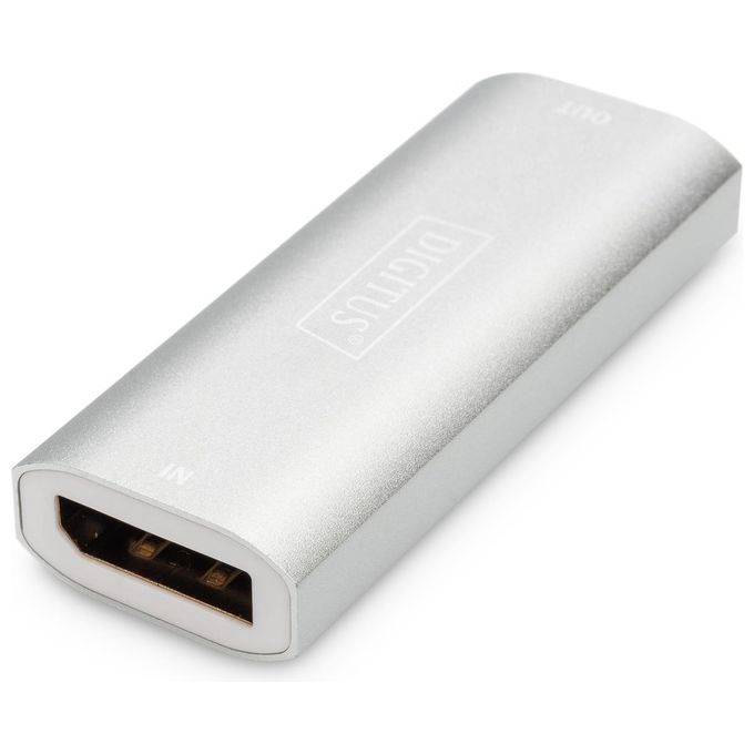 Digitus DS-55524 Ripetitore DisplayPort Supporta 8K-30Hz 4K-120Hz 4K-60Hz fino a 30 m Alimentazione USB-C Micro-USB Argento
