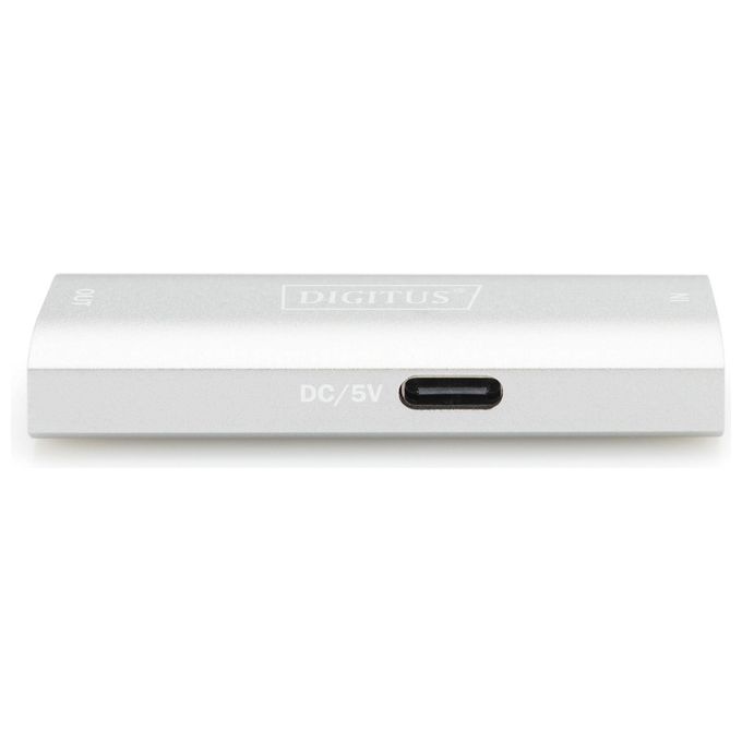 Digitus DS-55524 Ripetitore DisplayPort Supporta 8K-30Hz 4K-120Hz 4K-60Hz fino a 30 m Alimentazione USB-C Micro-USB Argento