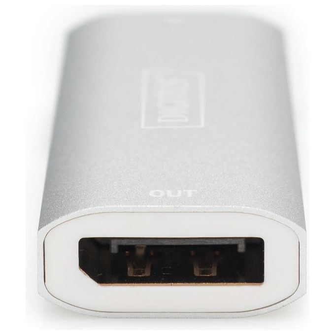 Digitus DS-55524 Ripetitore DisplayPort Supporta 8K-30Hz 4K-120Hz 4K-60Hz fino a 30 m Alimentazione USB-C Micro-USB Argento