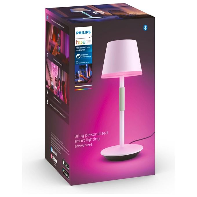 Philips Hue White and Color Ambiance Go Lampada Smart da Tavolo Ricaricabile Bianca Wireless
