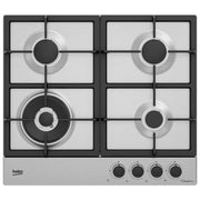 Beko HIAW64225SXE Piano cottura a gas 60 cm 4 fuochi 3 Bruciatori + 1 Wok PractiClean High Efficiency colore Inox