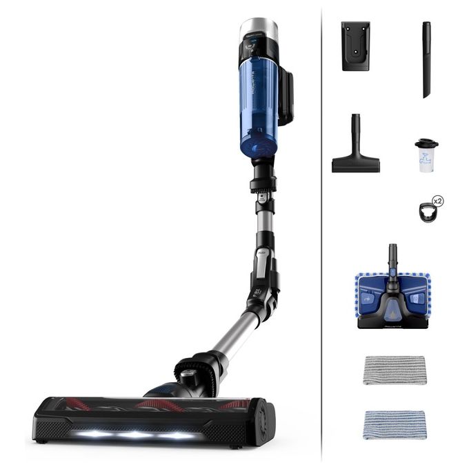 Rowenta RH20C0 X-Force Flex 9.60 Aspirapolvere a Bastone 2 in 1 Ciclonico 0,4 L 100 AW 60 min 83 dB colore Argento Blu