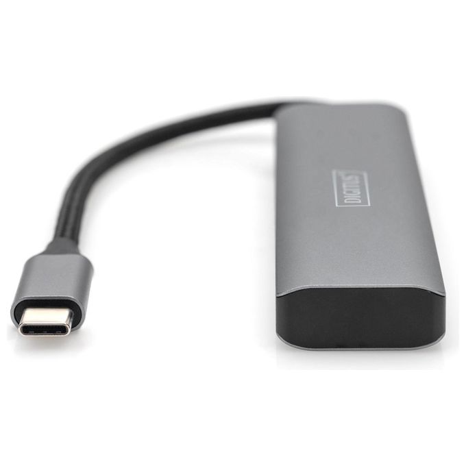 Digitus DA-70245 Hub USB-C 4 Porte 2x USB-A 2x USB-C Gen 2 10 Gbps Plug and Play Alluminio colore Grigio Scuro