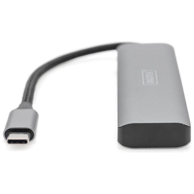 Digitus DA-70246 Hub USB-C 4 porte USB-C 3.1 Gen1 5 Gbps Plug and Play alluminio colore Grigio