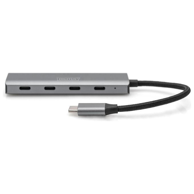 Digitus DA-70246 Hub USB-C 4 porte USB-C 3.1 Gen1 5 Gbps Plug and Play alluminio colore Grigio