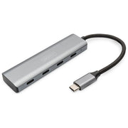 Digitus DA-70246 Hub USB-C 4 porte USB-C 3.1 Gen1 5 Gbps Plug and Play alluminio colore Grigio