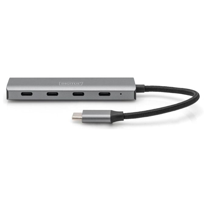 Digitus DA-70246 Hub USB-C 4 porte USB-C 3.1 Gen1 5 Gbps Plug and Play alluminio colore Grigio