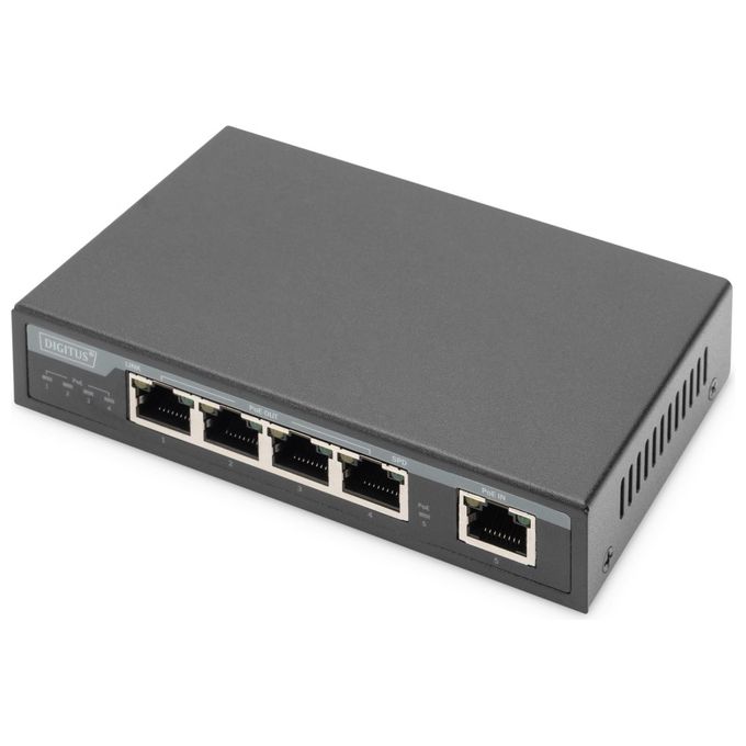 Digitus DN-95128-1 Estensore Gigabit 4PPoE 4 Porte PoE+ 60 W 100 m colore Nero