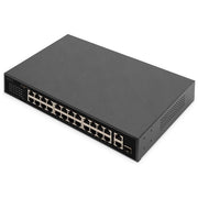 Digitus DN-95356 Switch PoE Fast Ethernet 24 Porte RJ45 2 Uplink Gigabit SFP RJ45 8.8 Gbit-s 32W per Porta colore Nero