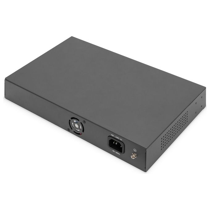 Digitus DN-95356 Switch PoE Fast Ethernet 24 Porte RJ45 2 Uplink Gigabit SFP RJ45 8.8 Gbit-s 32W per Porta colore Nero