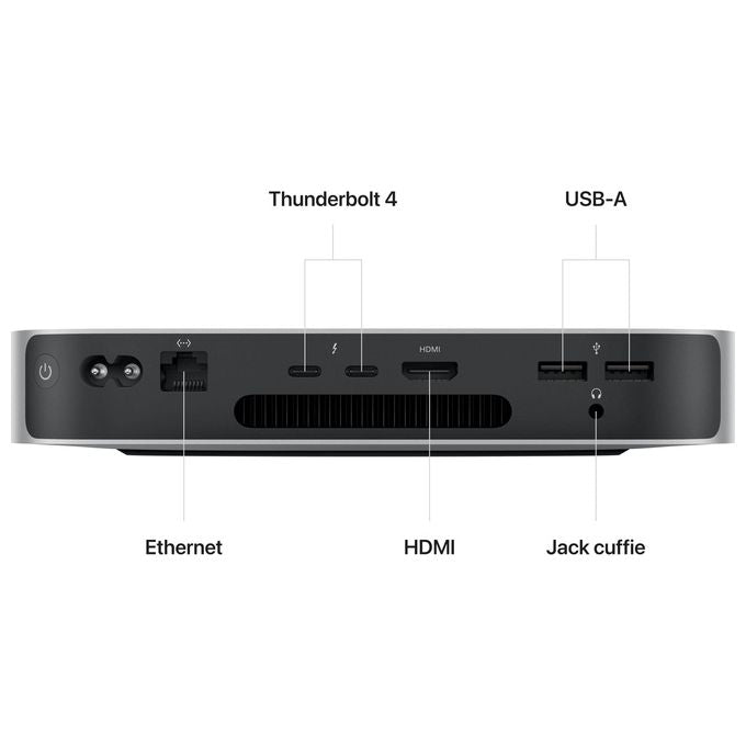 Apple, Mac mini, Chip M2, 8GB RAM, 512GB SSD, Argento