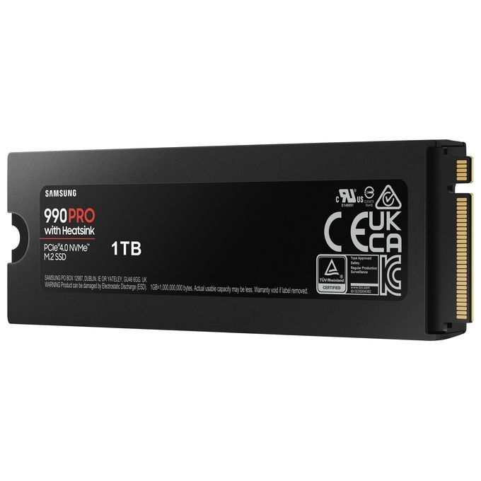 Samsung MZ-V9P1T0G 990 PRO SSD Interno NVMe M.2 2280 1TB PCIe 4.0 x4 con Dissipatore di Calore compatibile PS5