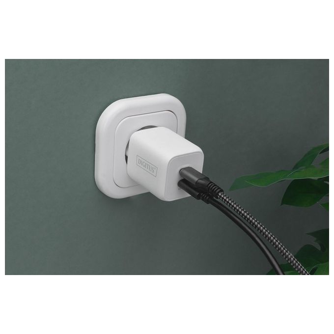 Digitus DA-10063 Caricabatterie Universale GaN 65 W 2 Porte USB-C Power Delivery 3.0 PPS Compatibile con iPhone Samsung Pixel Xiaomi Huawei colore Bianco