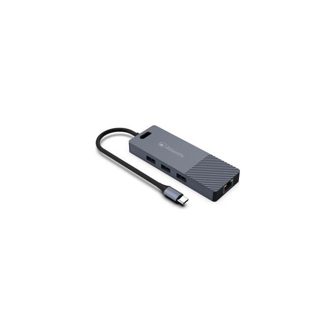 Atlantis A04-TC_DK48 Docking Station USB-C Dual HDMI 2.0 4K LAN Gigabit 3x USB 3.0 PD 85W colore Grigio