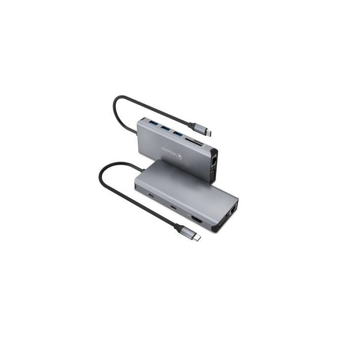 Atlantis A04-TC_DK46 Docking Station USB-C HDMI 4K VGA LAN Gigabit 3x USB 3.0 PD 85W Card Reader colore Grigio