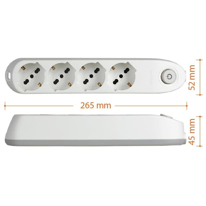 Bticino Ciabatta Multipresa Elettrica Poker 4 Posti con Interruttore Bianco