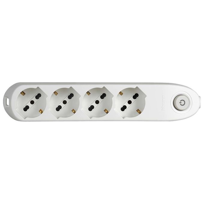 Bticino Ciabatta Multipresa Elettrica Poker 4 Posti con Interruttore Bianco