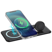 Celly MAGFOLD2IN1BK Mag Charge Foldable Caricabatterie Wireless Pieghevole 2in1 MagSafe 17,5 W per Smartphone e Smartwatch colore Nero