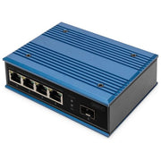 Digitus DN-651131 Switch PoE di rete Fast Ethernet a 4 porte non gestito con 1 uplink SFP colore Nero Blu