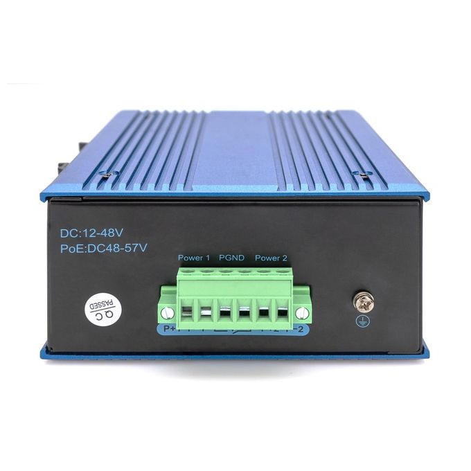 Digitus DN-651136 Switch di rete Gigabit Ethernet industriale non gestito 8 porte RJ45 1 SFP alimentazione 12-52V DC montaggio su guida DIN colore Nero Blu