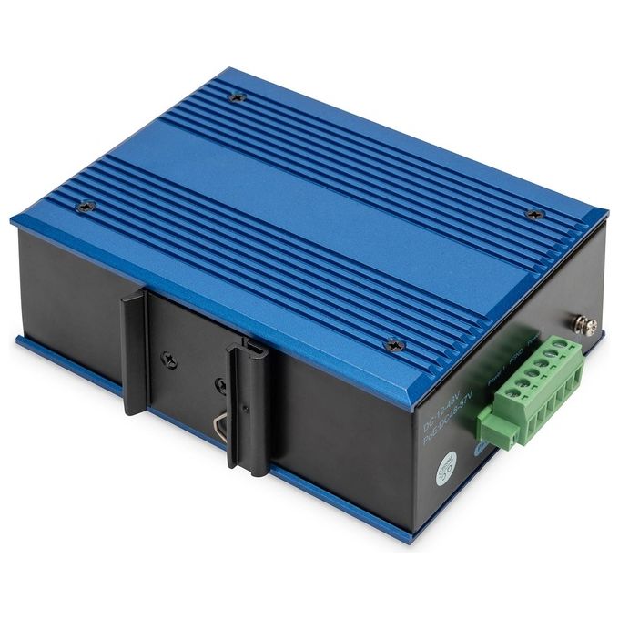 Digitus DN-651136 Switch di rete Gigabit Ethernet industriale non gestito 8 porte RJ45 1 SFP alimentazione 12-52V DC montaggio su guida DIN colore Nero Blu