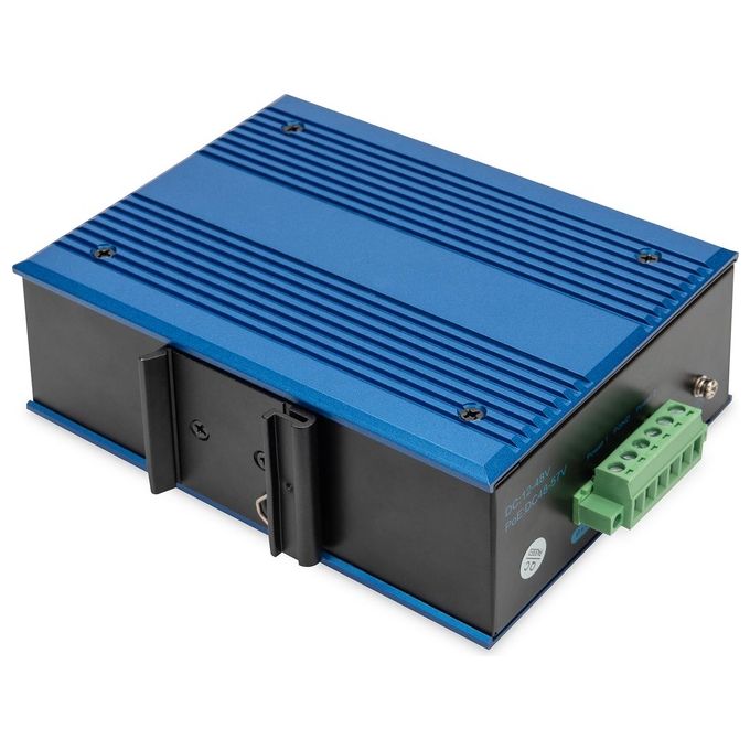 DIGITUS DN-651132 Serie Industriale Switch di Rete Non Gestito 8 Porte Fast Ethernet 10-100 Mbps + 1 Uplink SFP Montaggio su Guida DIN IP40 colore Blu