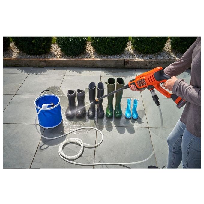 Black+decker BCPC18D1-QW Idropulitrice a Batteria 18V 2Ah 24 bar 120 L-h Ugelli 5in1 Tubo 6 m PowerConnect
